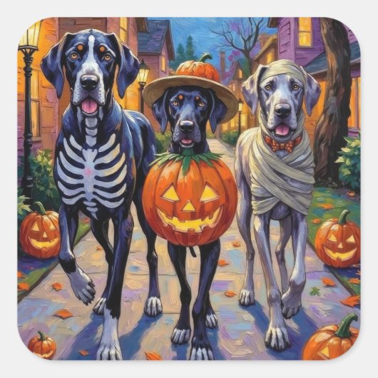 Grote Deen Trick-or-Treating Halloween kostuums Vierkante Sticker (Voorkant)