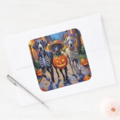 Grote Deen Trick-or-Treating Halloween kostuums Vierkante Sticker (Envelop)