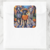 Grote Deen Trick-or-Treating Halloween kostuums Vierkante Sticker (Tas)