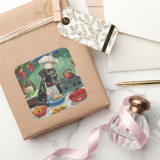 Grote Deen Vakantie Bakken: Feestelijke Kerstmis Vierkante Sticker (Geschenken)