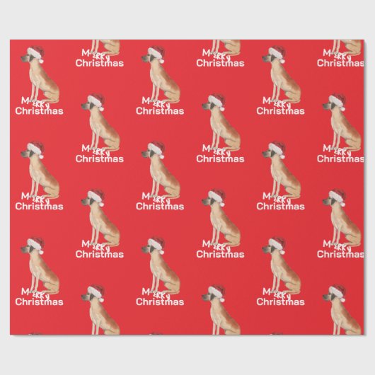Grote Deen Vakantie Kerstmis Vrolijk Kerstman Hoed Cadeaupapier (Vlak)
