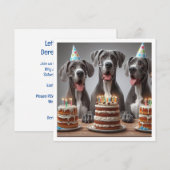 Grote Deen verjaardag uitnodiging, Hond verjaardag Kaart (Voorkant / Achterkant)