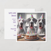 Grote Deen verjaardag uitnodiging, Hond verjaardag Kaart (Voorkant / Achterkant)