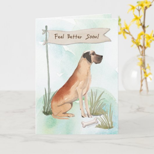 Grote Deen voelt zich beter na chirurgie met Hond Kaart (Gele Bloem)