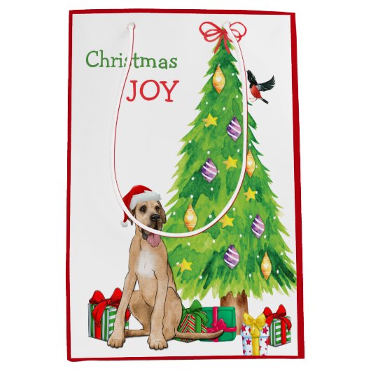 Grote Deen, Vogel en kerstboom Medium Cadeauzakje (Voorkant)