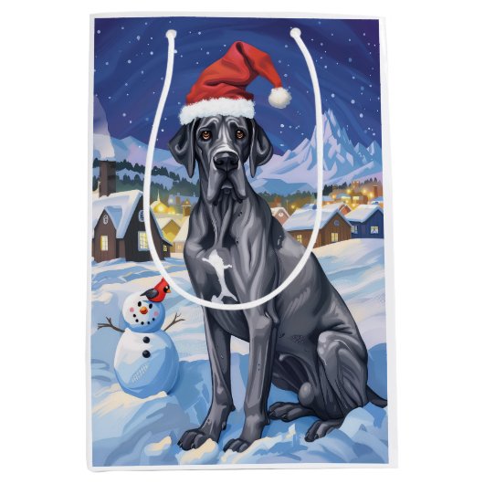 Grote Deen Winter Wonderland Kerstvreugde Medium Cadeauzakje (Voorkant)