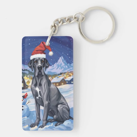 Grote Deen Winter Wonderland Kerstvreugde Sleutelhanger (achterkant)