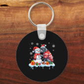 Grote Deen Zonnebril Trui Bouw Sneeuwman Xmas Eige Sleutelhanger (Voorkant)