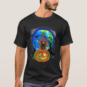 Grote Deense heks maan pompoen enge Halloween hond T-shirt