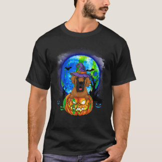 Grote Deense heks maan pompoen enge Halloween hond T-shirt