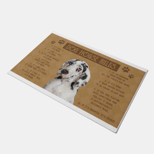 Grote Deense hond huis regels, als het gebroken, h Deurmat (Schuin)