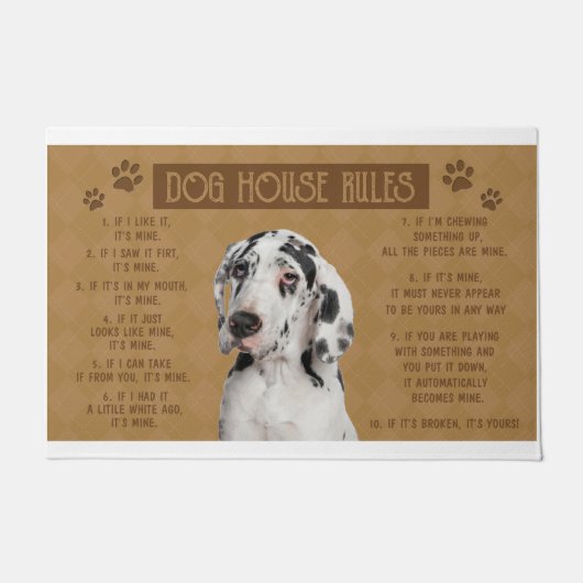Grote Deense hond huis regels, als het gebroken, h Deurmat (Voorkant)
