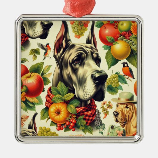 Grote Deense hond illustratie Metalen Ornament (Voorkant)