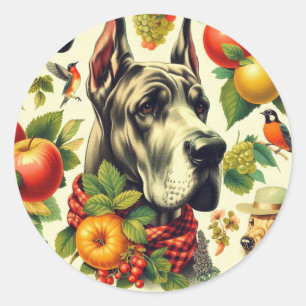 Grote Deense hond illustratie Ronde Sticker