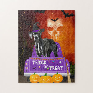 Grote Deense hond in Halloween Truck Legpuzzel