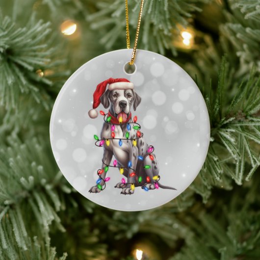 Grote Deense hond in kerstverlichting Keramisch Ornament (Boom)