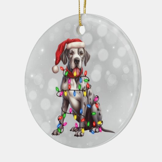 Grote Deense hond in kerstverlichting Keramisch Ornament (Links)