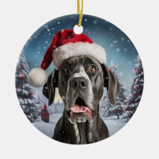 Grote Deense hond kerst aandenken Keramisch Ornament (Voorkant)
