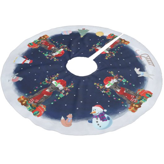 Grote Deense hond laat het sneeuwen Kerstboom Rok (Gekanteld)