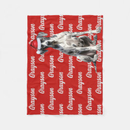 Grote Deense hond met naam Patroon Kerstmis Fleece Deken