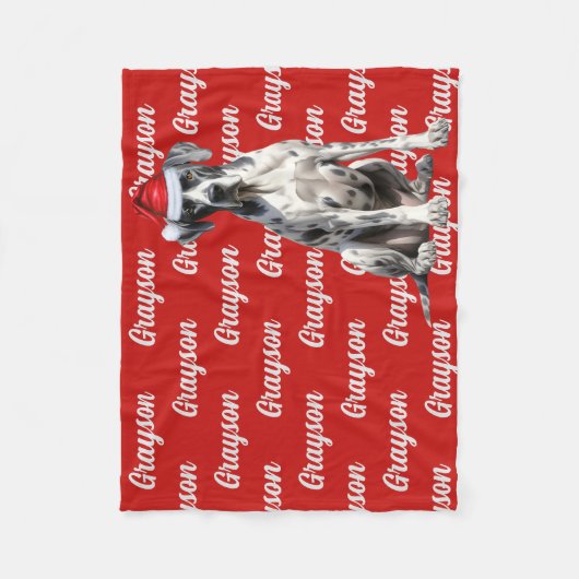 Grote Deense hond met naam Patroon Kerstmis Fleece Deken (Voorkant)