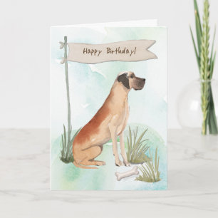 Grote Deense hond onder verjaardagsbord Kaart