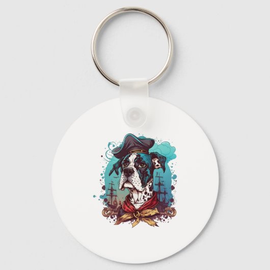 Grote Deense hond piraat Sleutelhanger (Voorkant)