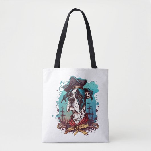 Grote Deense hond piraat Tote Bag (Voorkant)