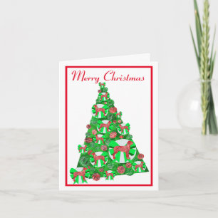 Grote Deense hond silhouet kerstboom groen Kaart