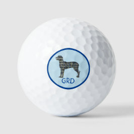 Grote Deense hond silhouet monogram raster blauw Golfballen