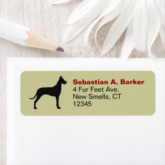 Grote Deense hond silhouet retour adres labels (Insitu)