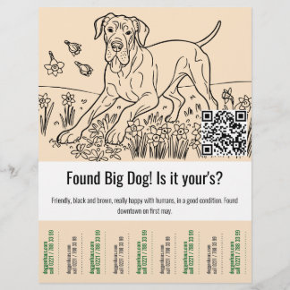 Grote Deense Hond Sjabloon Afscheur  Flyer