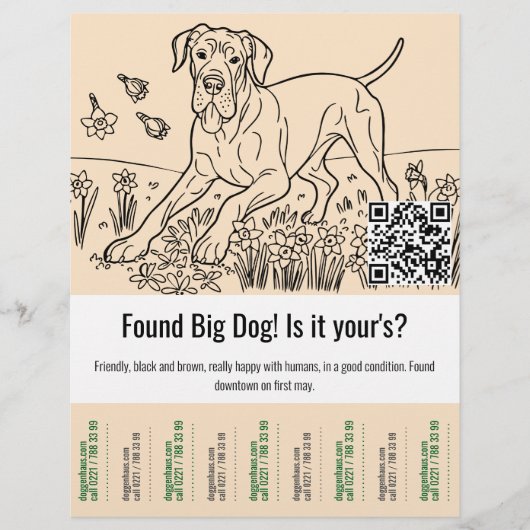 Grote Deense Hond Sjabloon Afscheur  Flyer (Voorkant)