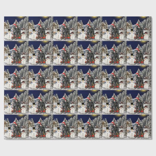 Grote Deense hond zitten op het strand Santa Hat Cadeaupapier (Vlak)