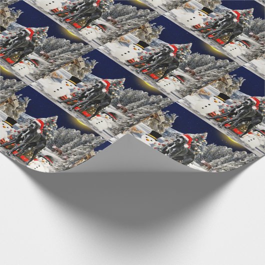 Grote Deense hond zitten op het strand Santa Hat Cadeaupapier (Hoek)