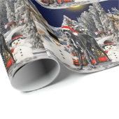 Grote Deense hond zitten op het strand Santa Hat Cadeaupapier (Rol Hoek)