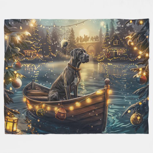 Grote Deense kerst feestelijke reis Fleece Deken (Voorkant (Horizontaal))