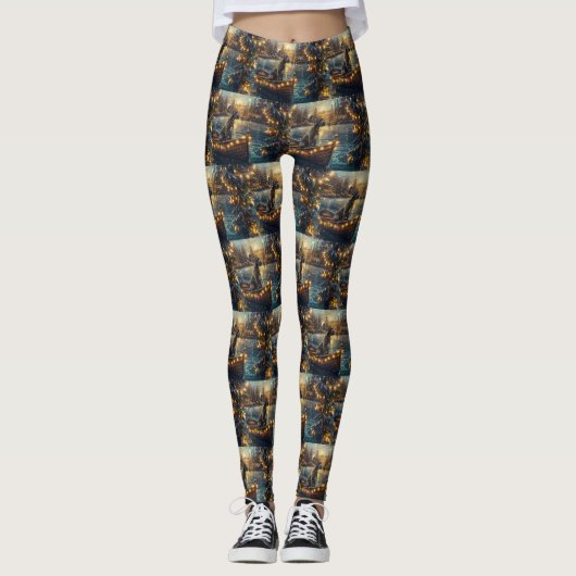 Grote Deense kerst feestelijke reis Leggings (Voorkant)