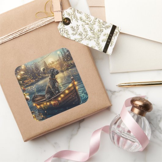 Grote Deense kerst feestelijke reis Vierkante Sticker (Geschenken)