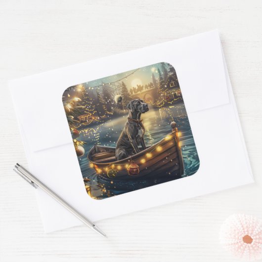 Grote Deense kerst feestelijke reis Vierkante Sticker (Envelop)