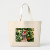 Grote Deense kerstboom geschenkdozen Santa Hat Grote Tote Bag (Voorkant)