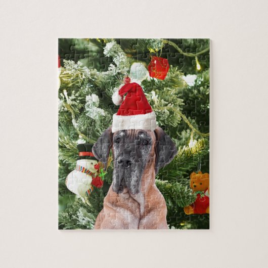 Grote Deense kerstboom geschenkdozen Santa Hat Legpuzzel (Verticaal)