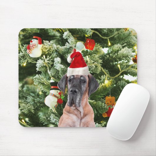 Grote Deense kerstboom geschenkdozen Santa Hat Muismat (Met muis)