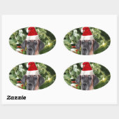 Grote Deense kerstboom geschenkdozen Santa Hat Ovale Sticker (Vel)