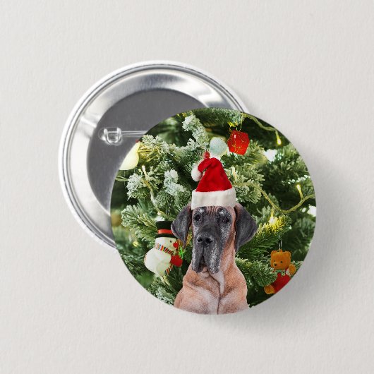 Grote Deense kerstboom geschenkdozen Santa Hat Ronde Button 5,7 Cm (Voorkant /achterkant)
