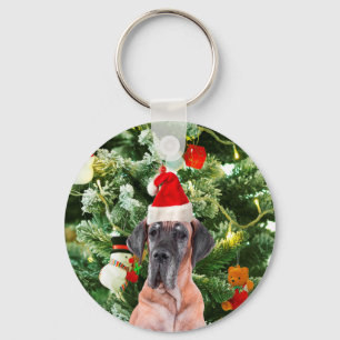 Grote Deense kerstboom geschenkdozen Santa Hat Sleutelhanger