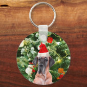 Grote Deense kerstboom geschenkdozen Santa Hat Sleutelhanger (Voorkant)