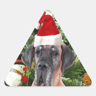Grote Deense kerstboom geschenkdozen Santa Hat Sticker