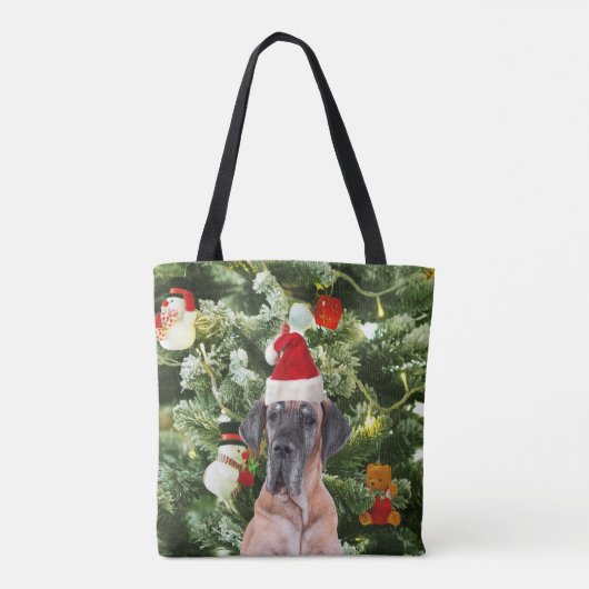 Grote Deense kerstboom geschenkdozen Santa Hat Tote Bag (Achterkant)