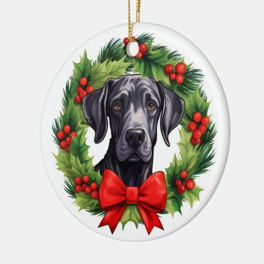 Grote Deense Kerstkrans Keramisch Ornament (Links)